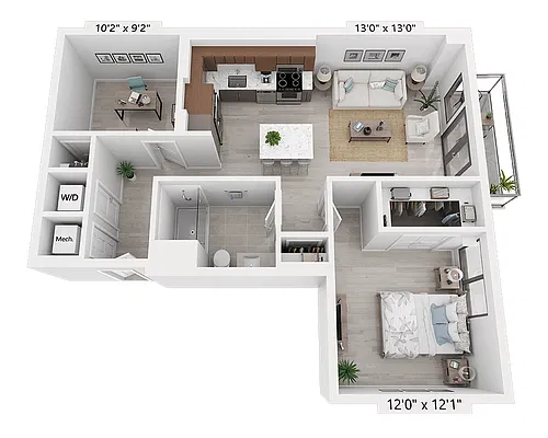 Floor plan Two Bedroom - B1A