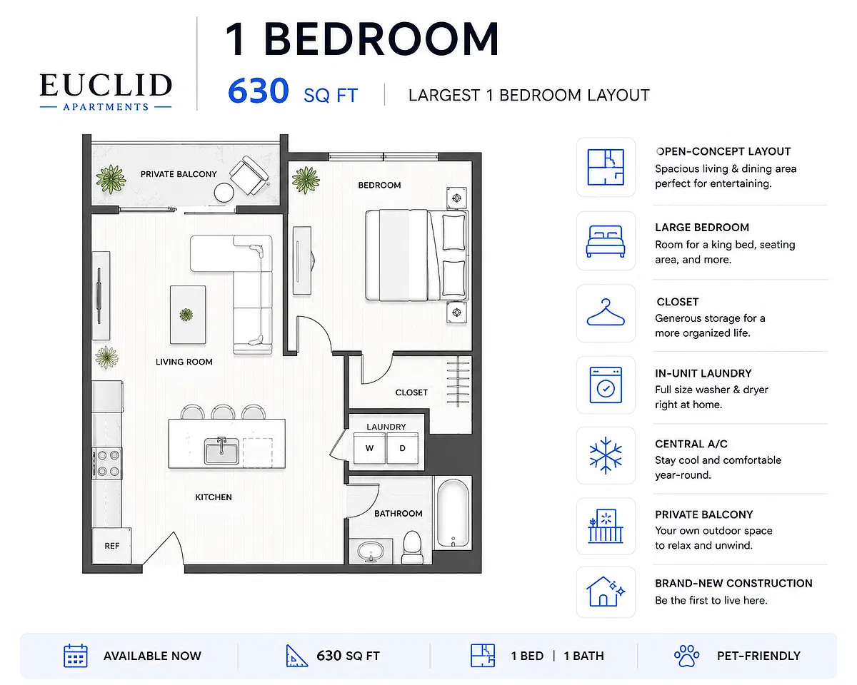 Floor plan 1BD 1BA Large