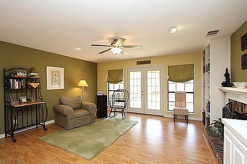 Family room with fireplace
