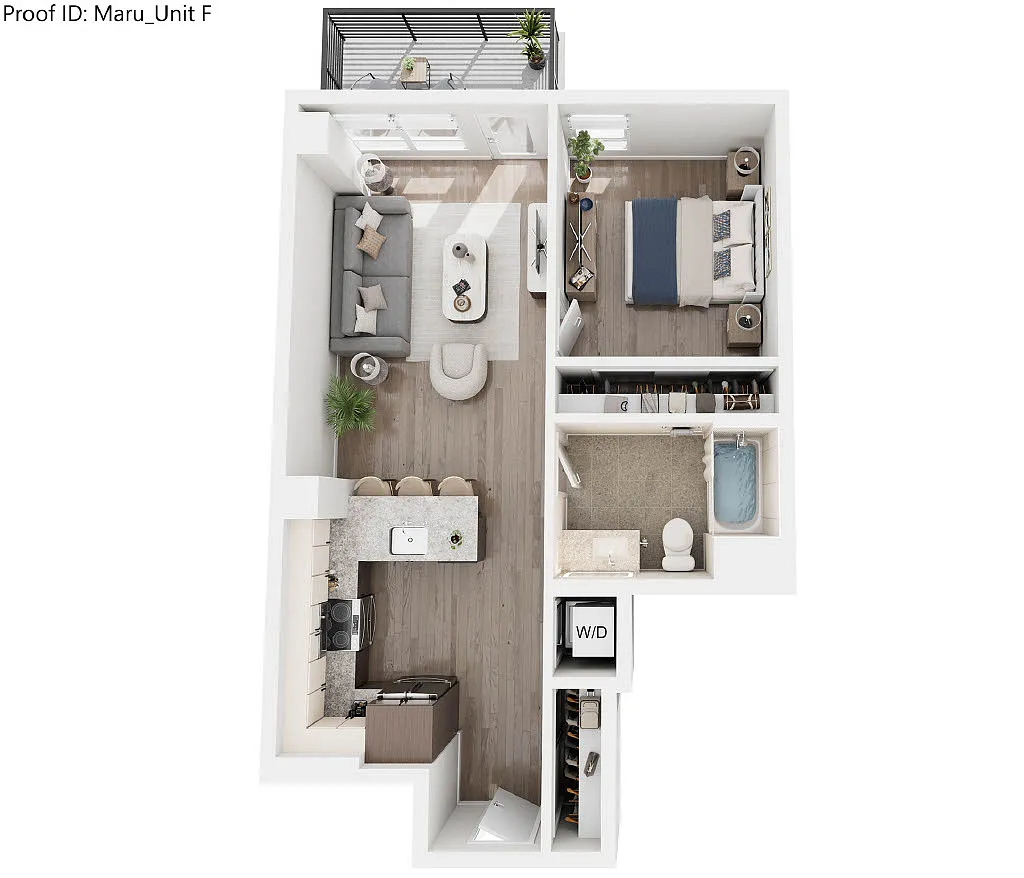 Floor plan F - 1 Bedroom