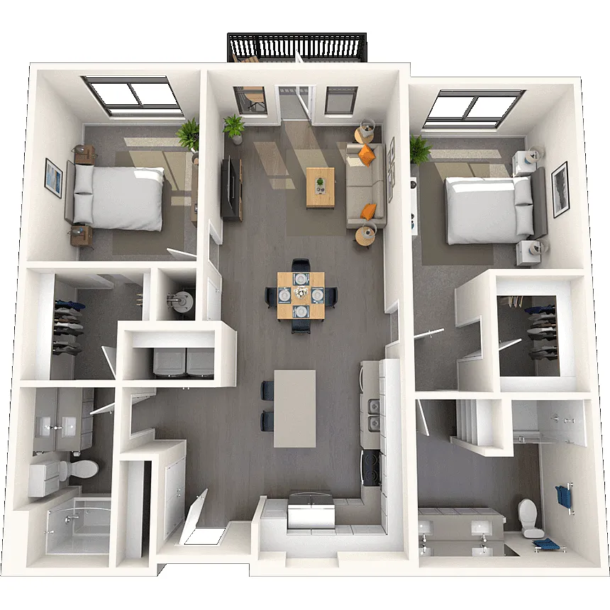 Floor plan Traditional 2x2 1176-1188 SF