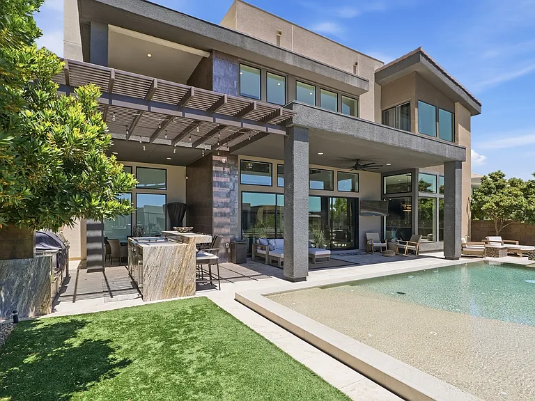 #GuardianRealty 10941 Earth Hues Summerlin Luxury Home Rental back yard view_06232026
