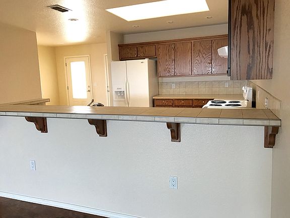 Large bright kitchen with skylights