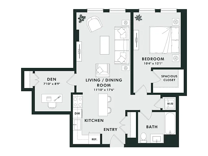 Floor plan C3 | 1 Bed | 1 Bath | Den