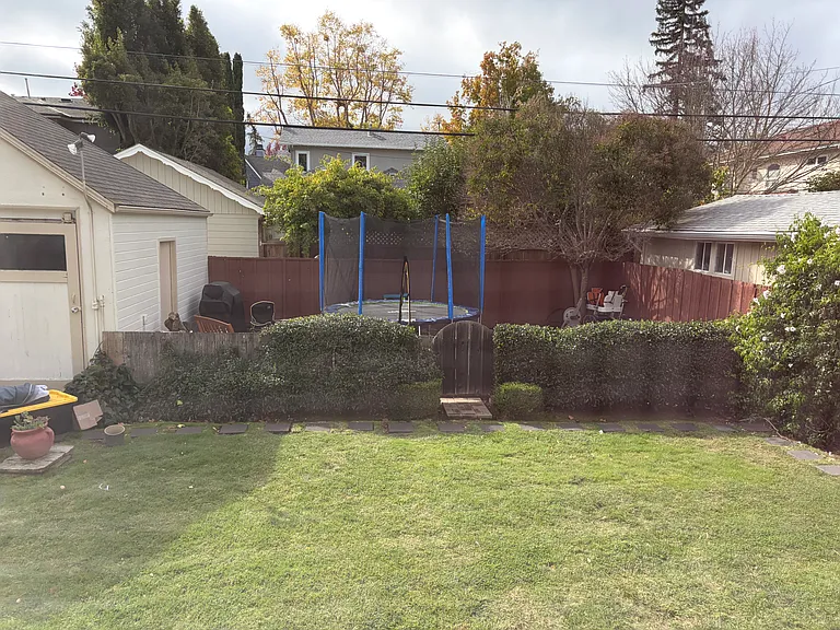 Previous tenant set up the patio with a tramoline.