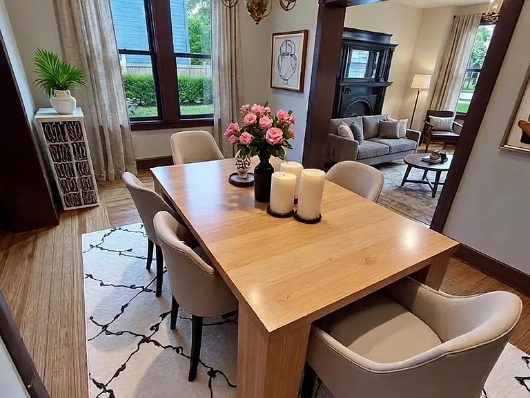 virtually staged dining room