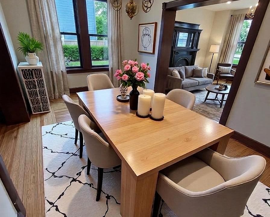 virtually staged dining room