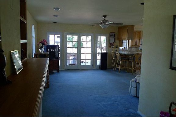 Large family room overlooks patio
