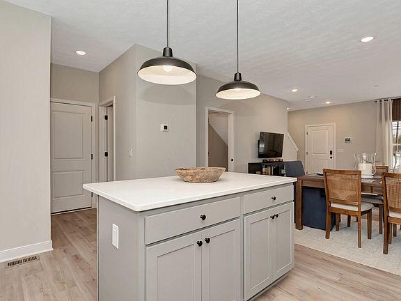 Island with pendant lighting