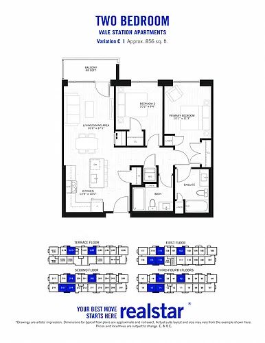 Floor plan 2 Bed 2 Bath C