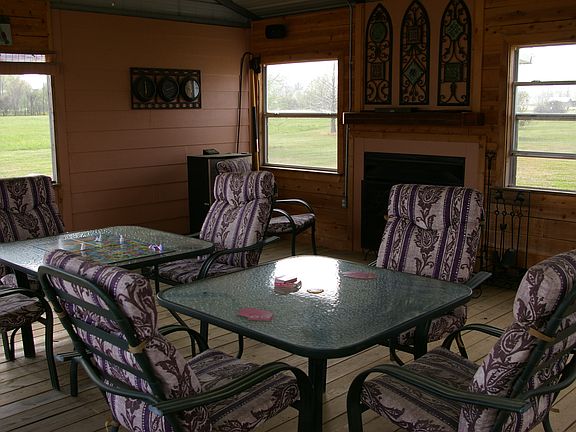 Outdoor game with fireplace