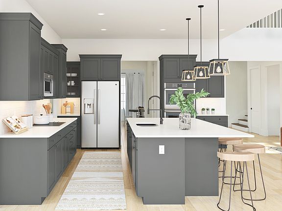 Pendant lighting over island