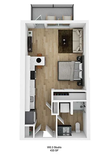 Floor plan Huron W0.3 (Studio)