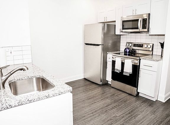 Kitchen with stainless steel appliances