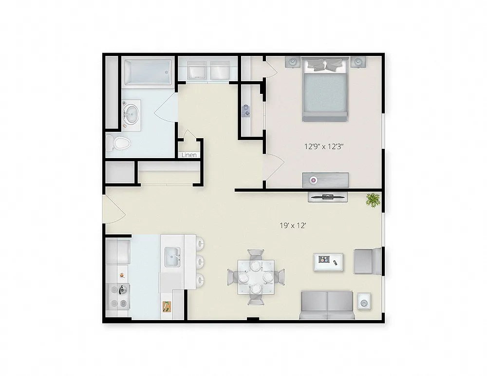 Floor plan One Bedroom One Bath