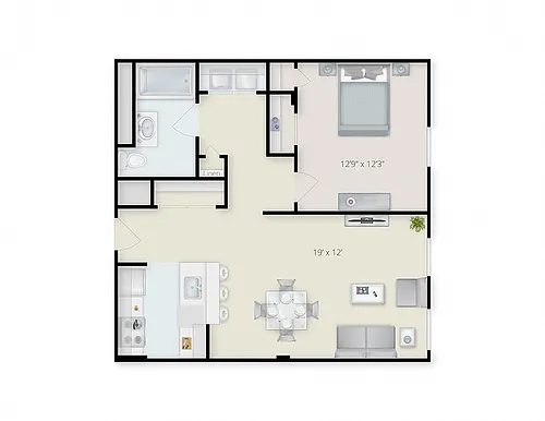 Floor plan One Bedroom One Bath