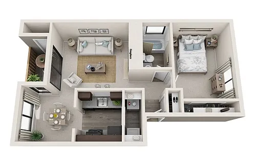 Floor plan 1 Bed 1 Bath B
