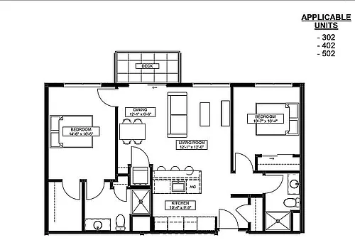 Floor plan 2 Bed x 2 Bath
