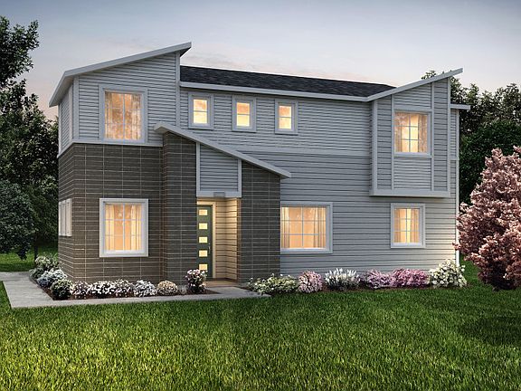 Elevation C boasts a clean, minimalistic design with angular structures, brick accents, and a pop of