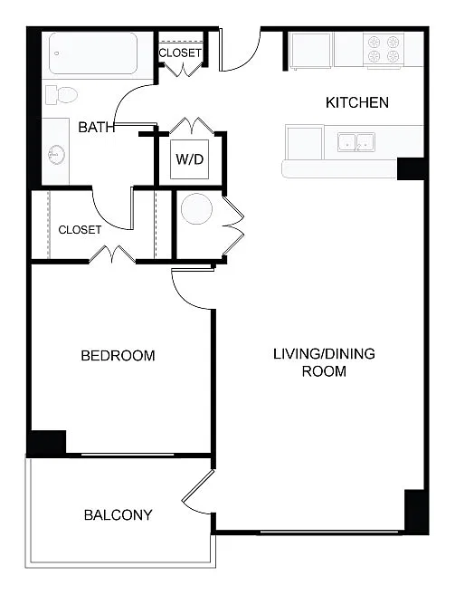 Floor plan 1 Bed/1 Bath-1a1