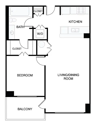 Floor plan 1 Bed/1 Bath-1a1