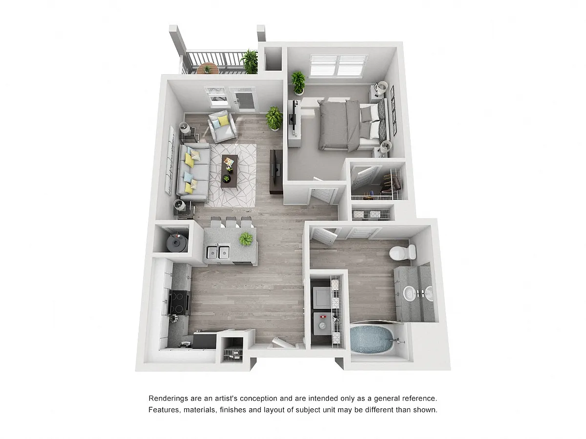 Floor plan 1BR 1BA (759 SF)