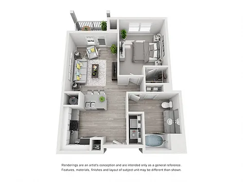 Floor plan 1BR 1BA (737 SF)