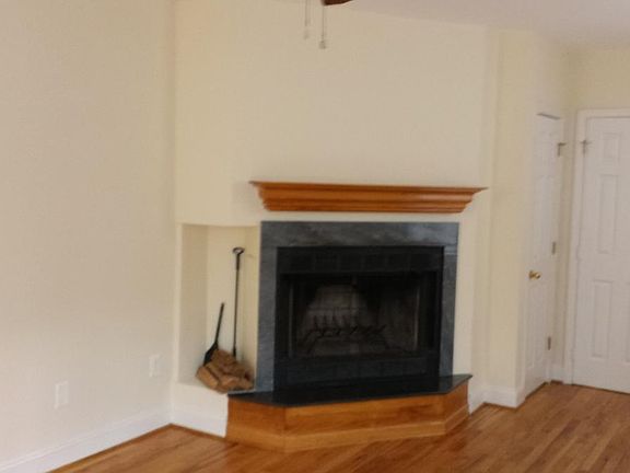 Wood burning fireplace on first floor
