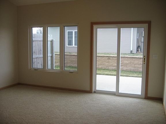 Sliders open up to private patio area.