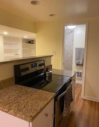 Kitchen with stainless steel appliances