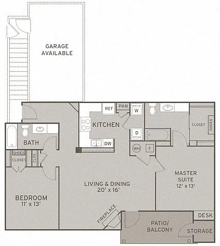 Floor plan 2 Bedroom FPL Vault - Renovated