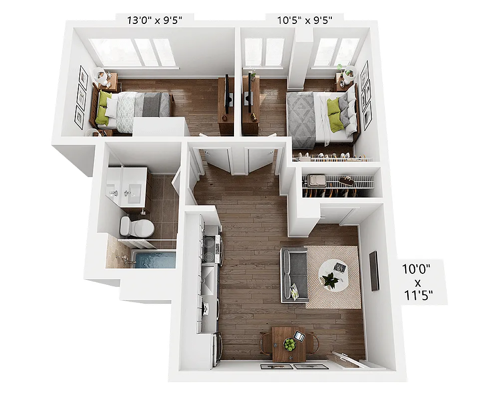 Floor plan Two Bedroom B1K
