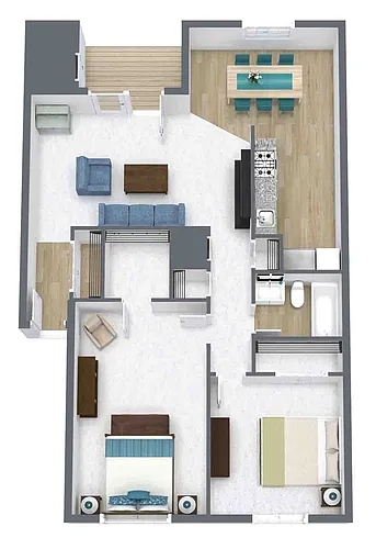 Floor plan 2 Bedroom 1 Bath