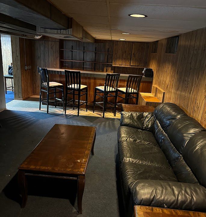 Finished side of the basement.