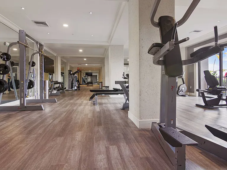Resident fitness studio with weight station
