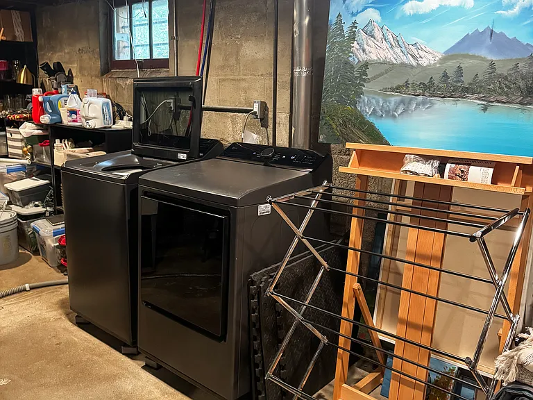 New HD washer and dryer and ample storage space