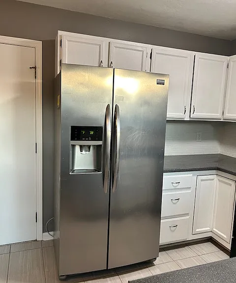 Kitchen Double Door Freezer/Fridge with cabinets and a Lazy Suzan