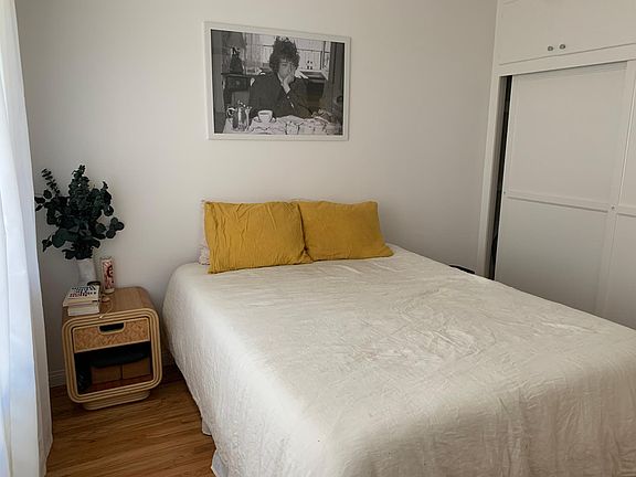 Bedroom with large closets