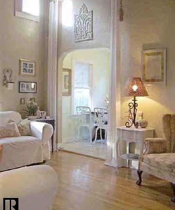 View of high ceiling in living room