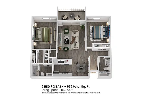 Floor plan 2 Beds 2 Baths