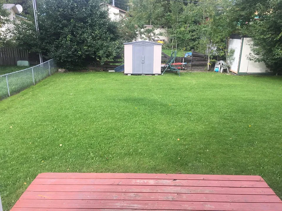 Backdoor and deck to backyard
