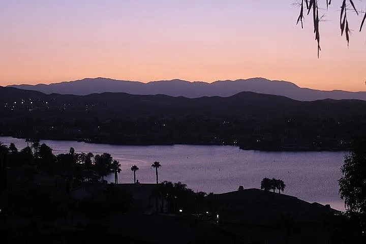 breathtaking sunset just after sun goes down behind the moun