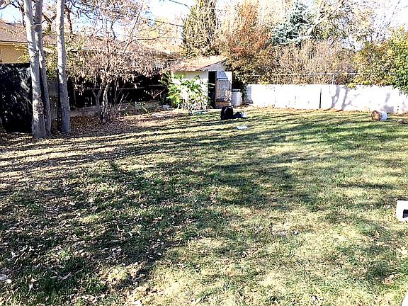 back yard with shed