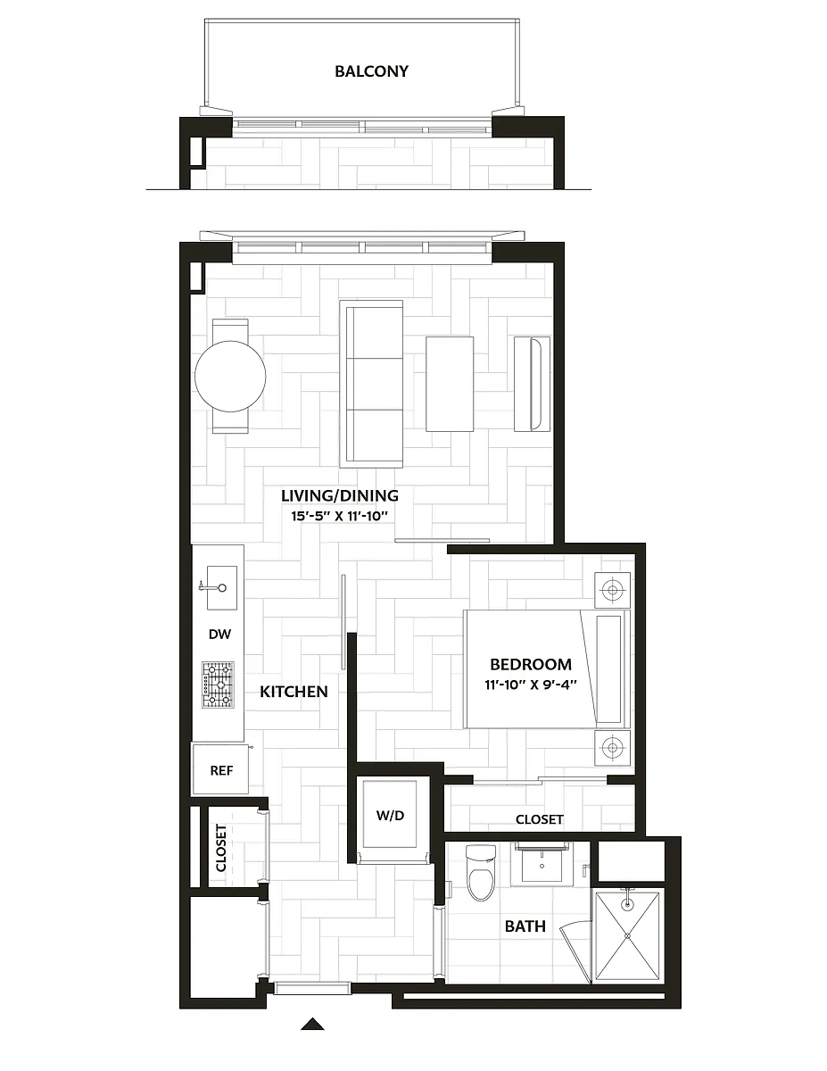 Floor plan 1 Bed/1 Bath-A5