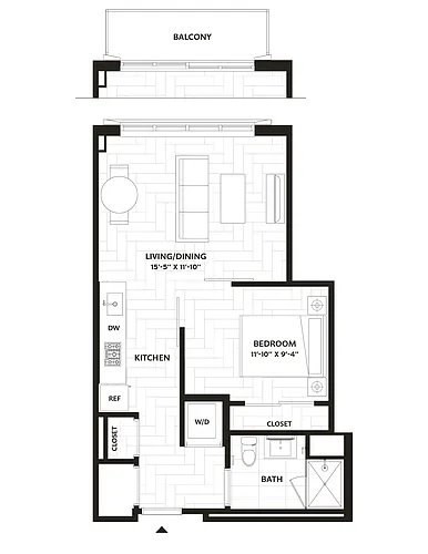 Floor plan 1 Bed/1 Bath-A5