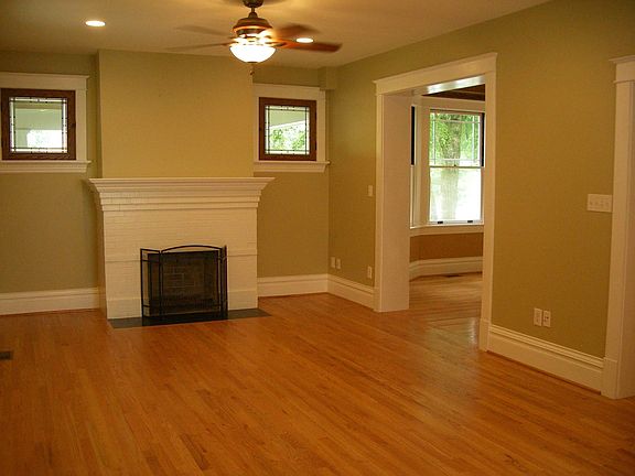 Period windows flanking fireplace