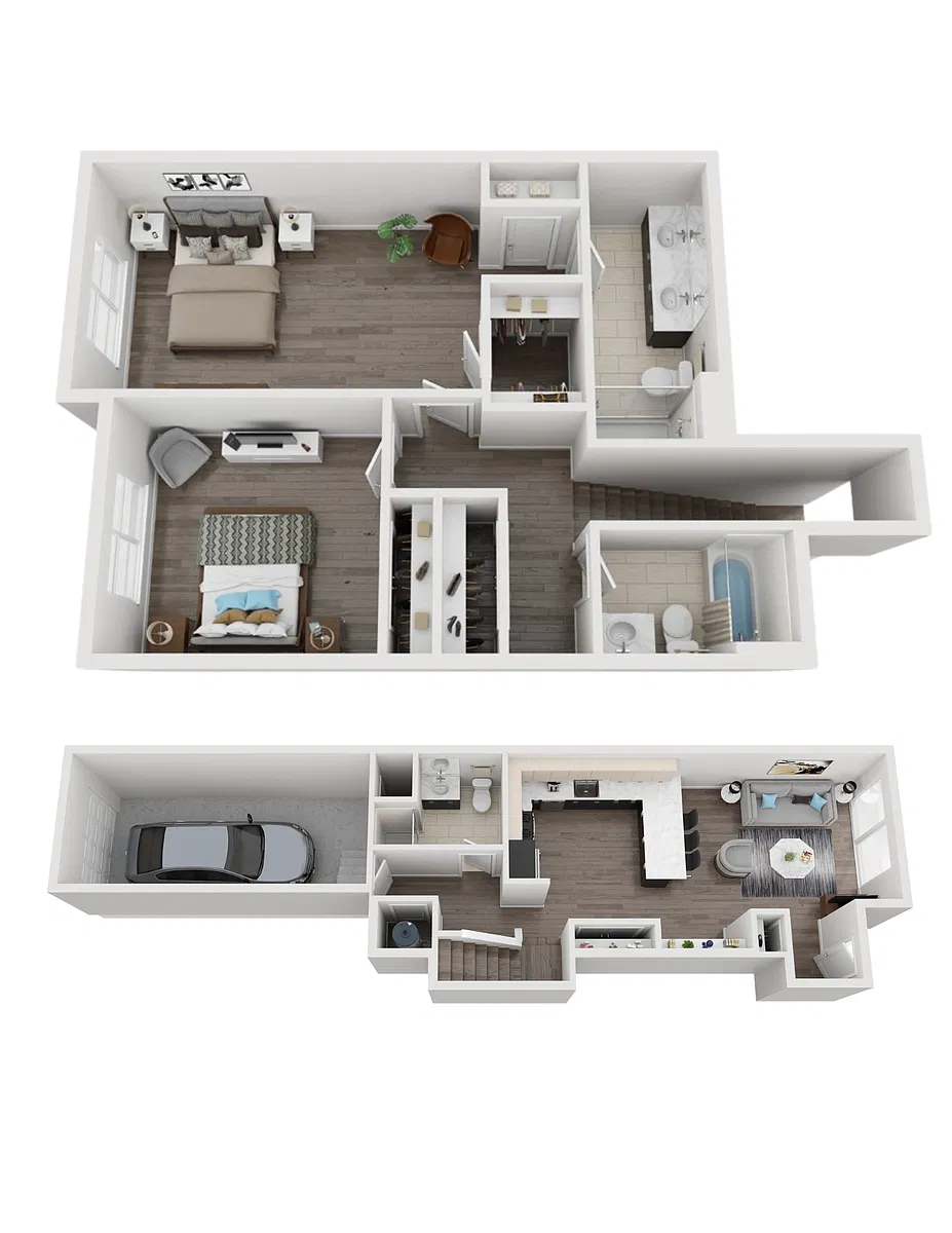 Floor plan 2 BR 3 Bath Townhouse