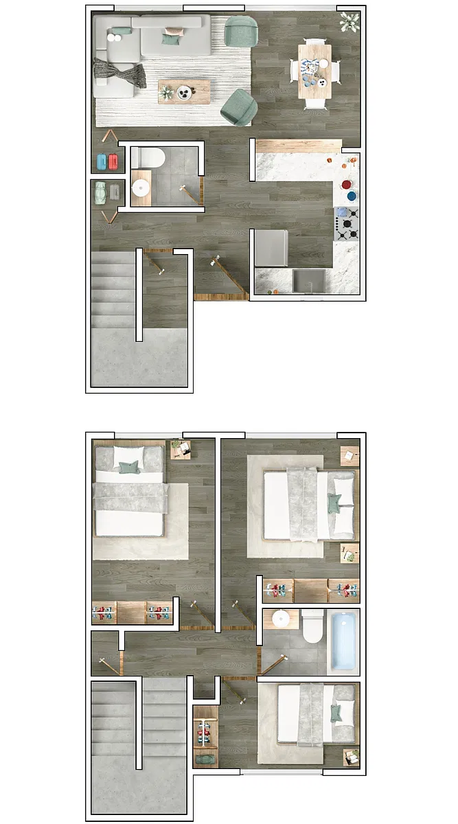 Floor plan 3 Bedroom & 1.5 Bathroom