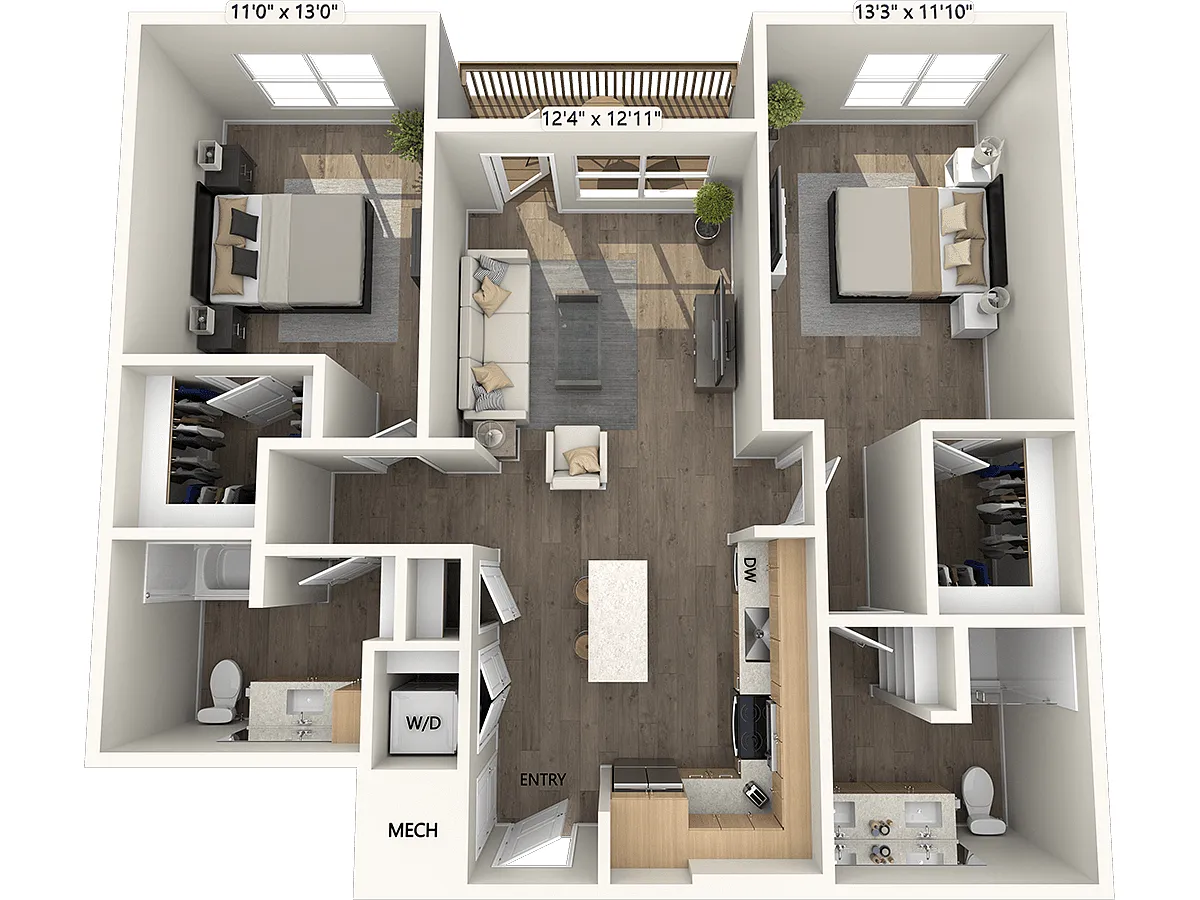 Floor plan B3-1098sf-FinishIII