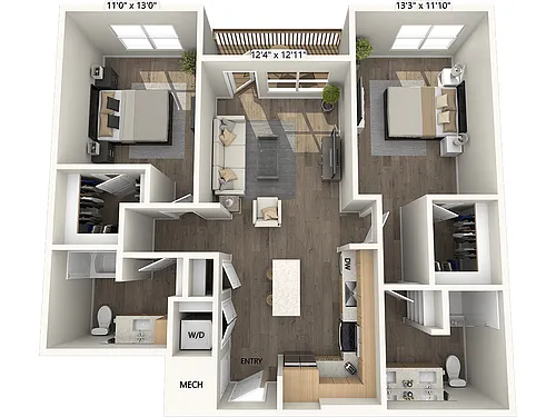 Floor plan B3-1098sf-FinishIII